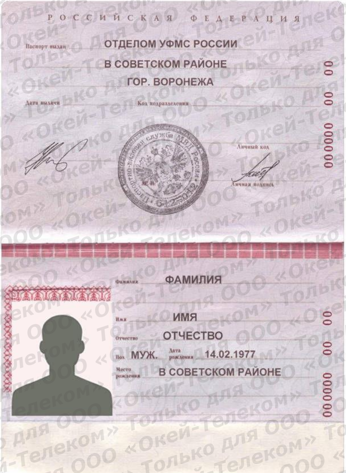 Изображение вашего паспорта защищено водяным знаком